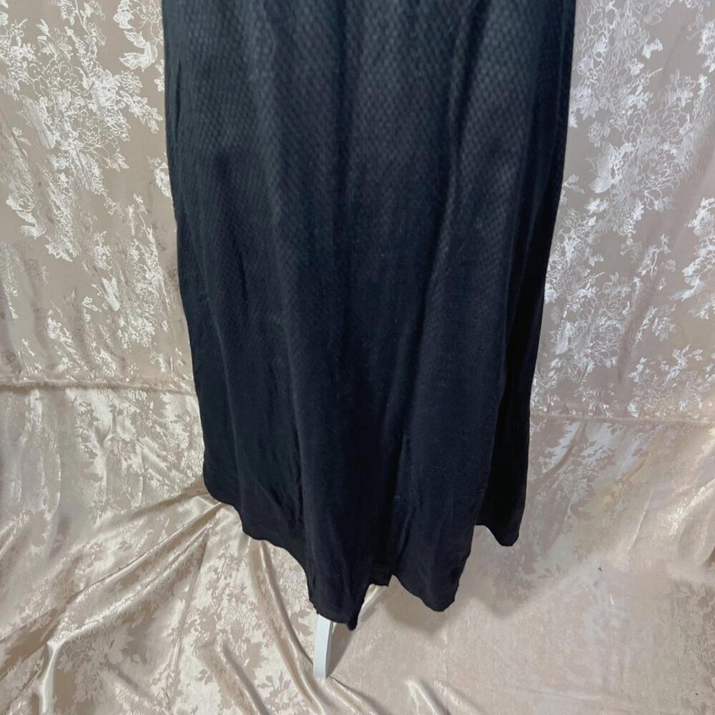 Vintage Black Embroidered V Neck Dress Women's Size 6