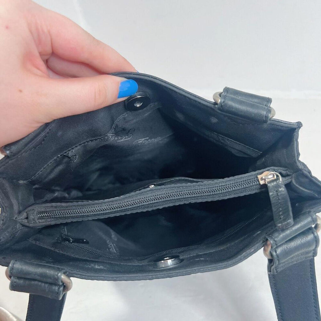 Vintage Fossil Black Leather Shoulder Bag Grunge Punk Rockstar Girlfriend