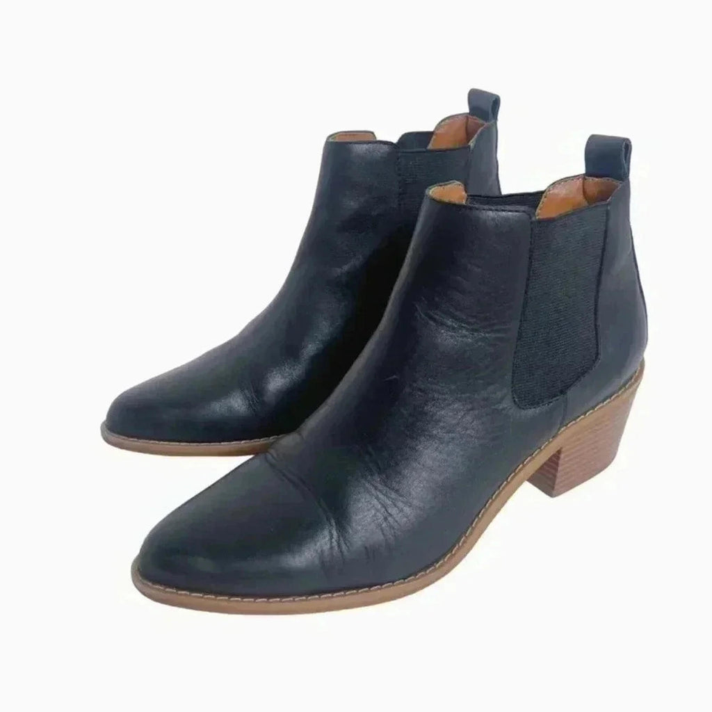 Susina Black Leather Pointed Toe Booties Ankle Boots Women's Size 7
