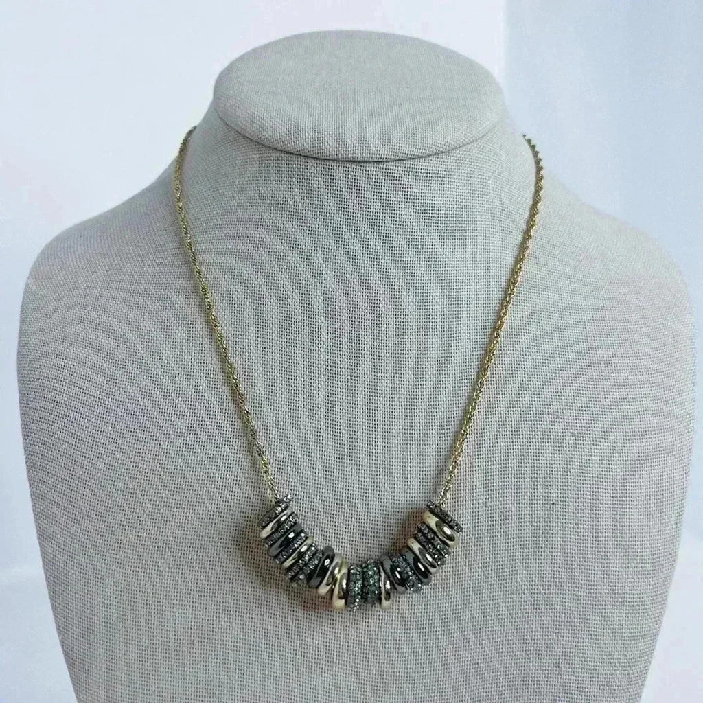 Ann Taylor Gold Necklace Black and Gold Rings Bohemian Boho Chic