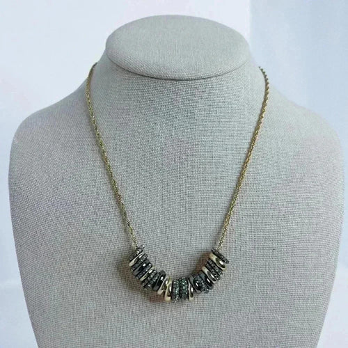 Ann Taylor Gold Necklace Black and Gold Rings Bohemian Boho Chic
