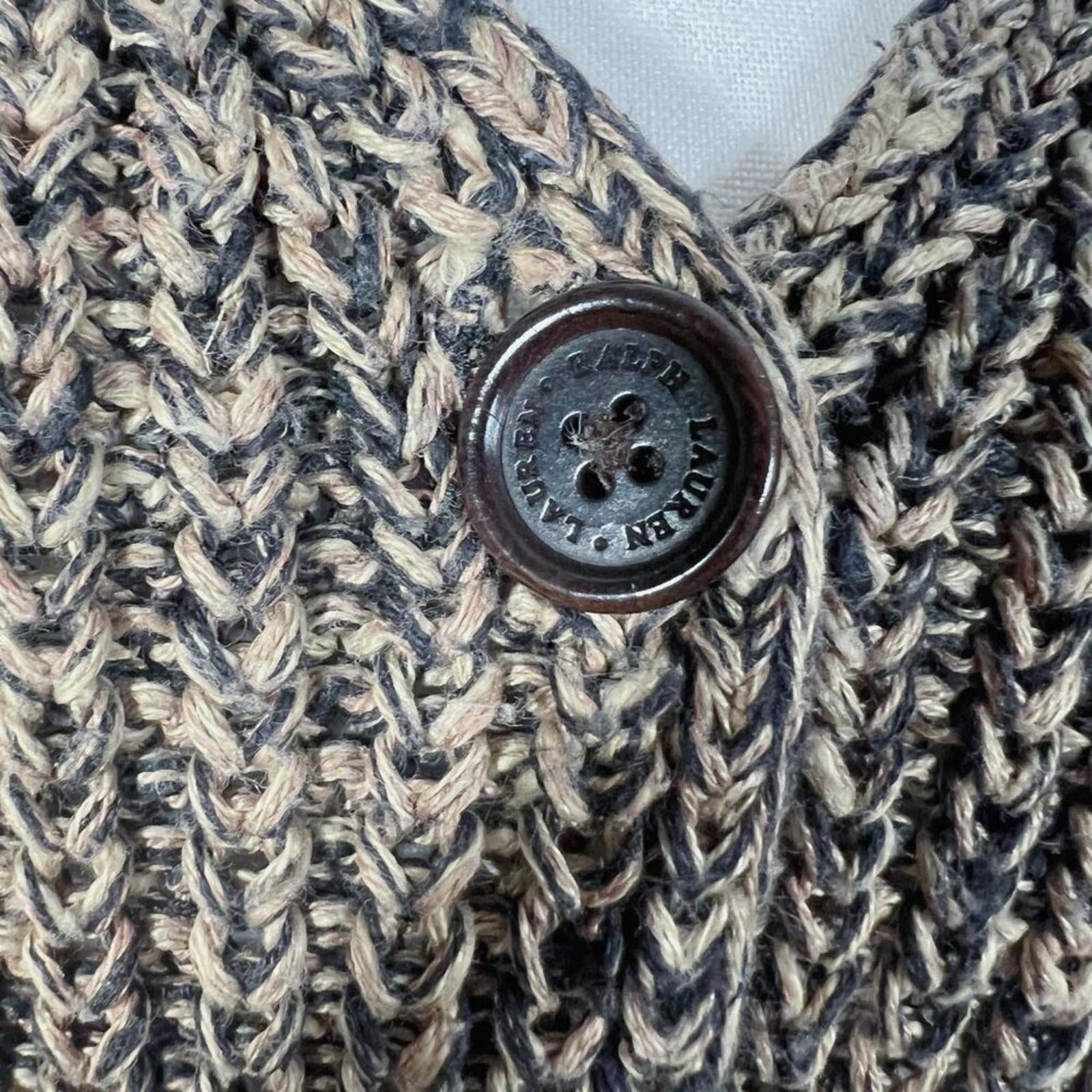 Ralph Lauren Vintage Chunky Knit Button Up Cardigan Tan and Brown Size L
