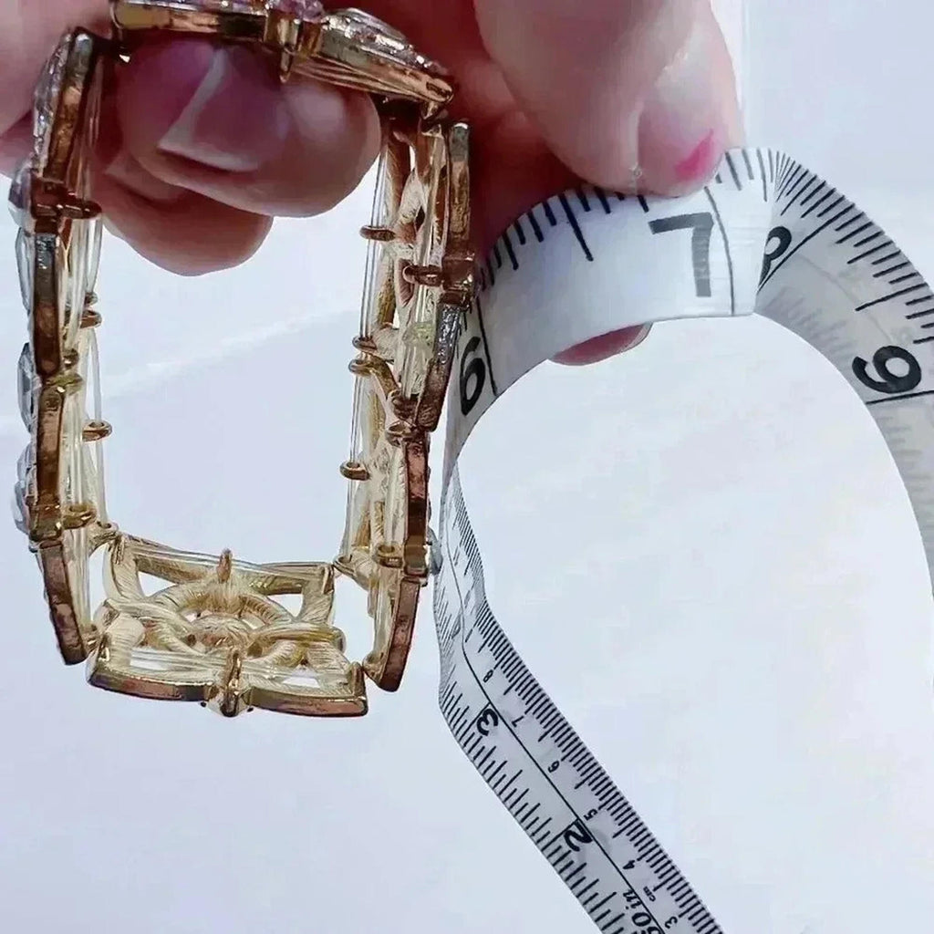 Gold Rhinestone Statement Bracelet Chunky Bohemian Boho Chic