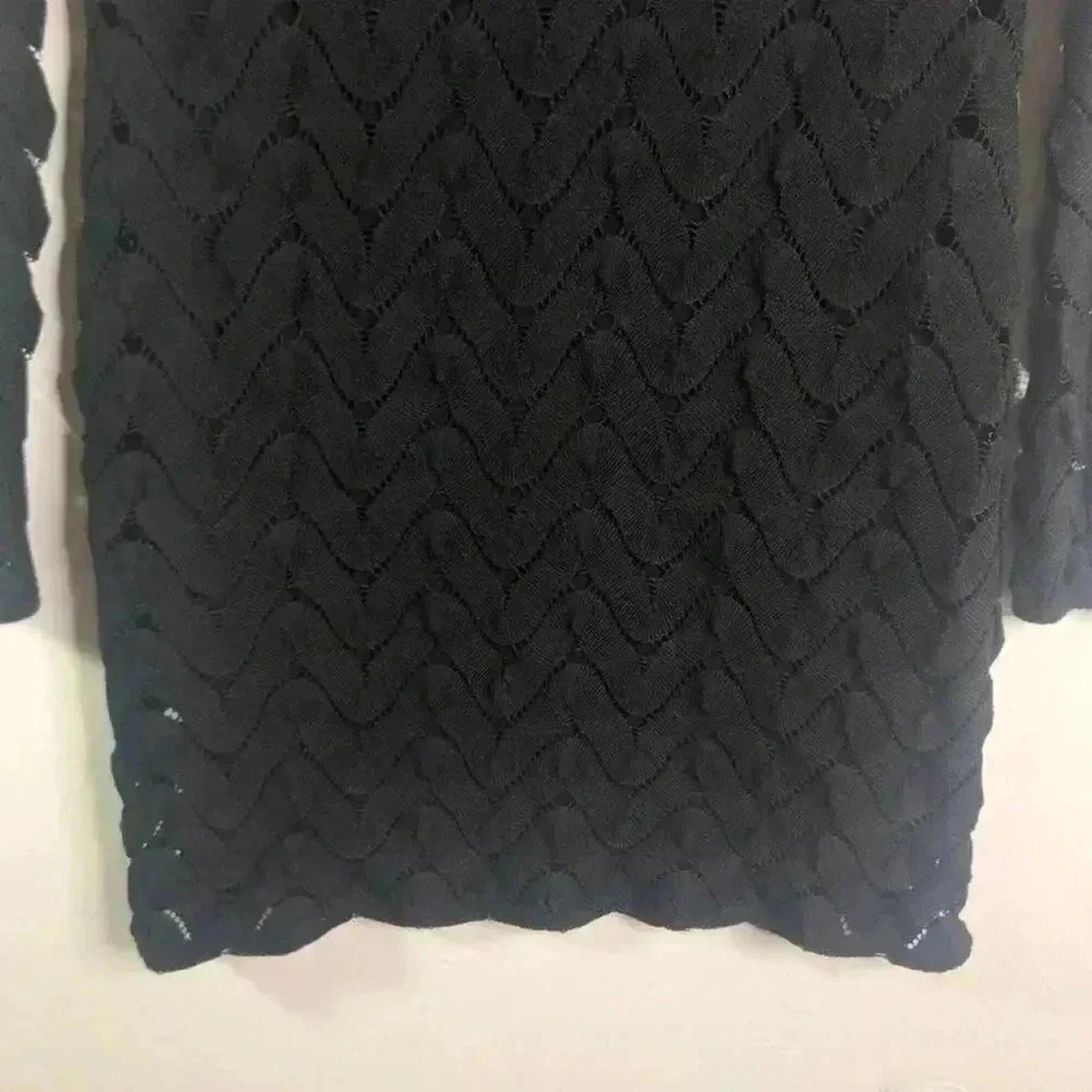 Free People Black Chevron Print Knit Bodycon Dress LBD Mini Dress Size S