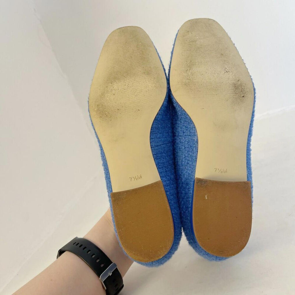 Like New Talbots Jane Bow Loafers Amherst Tweed in Capri Blue Flats Size 7.5