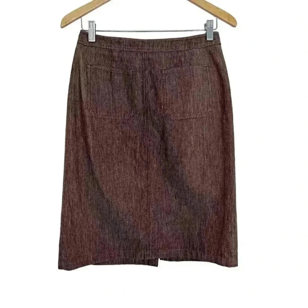 y2k Vintage Max Mara Brown Pencil Skirt Women's Size 8 Office Siren