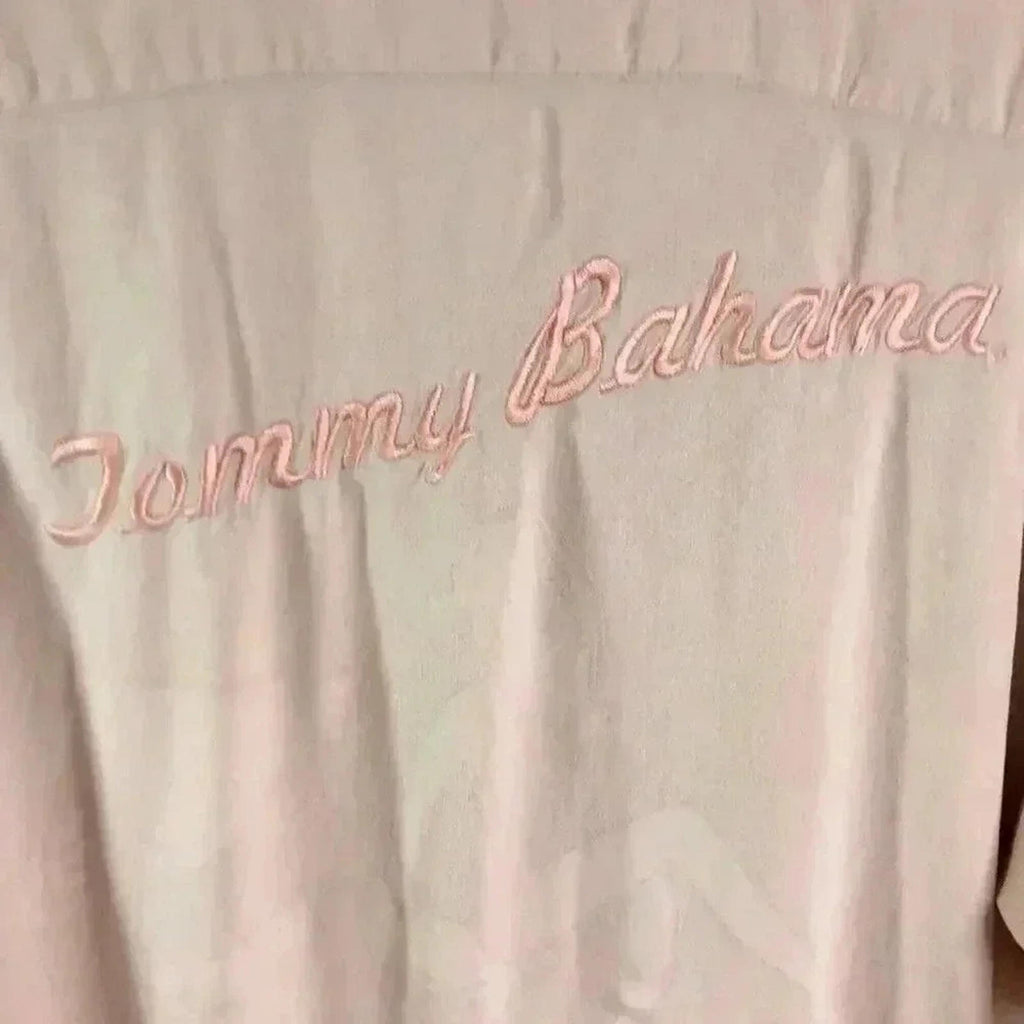 Tommy Bahama Silk Tan Beige Button Down Cigar Club Shirt Men's Size M