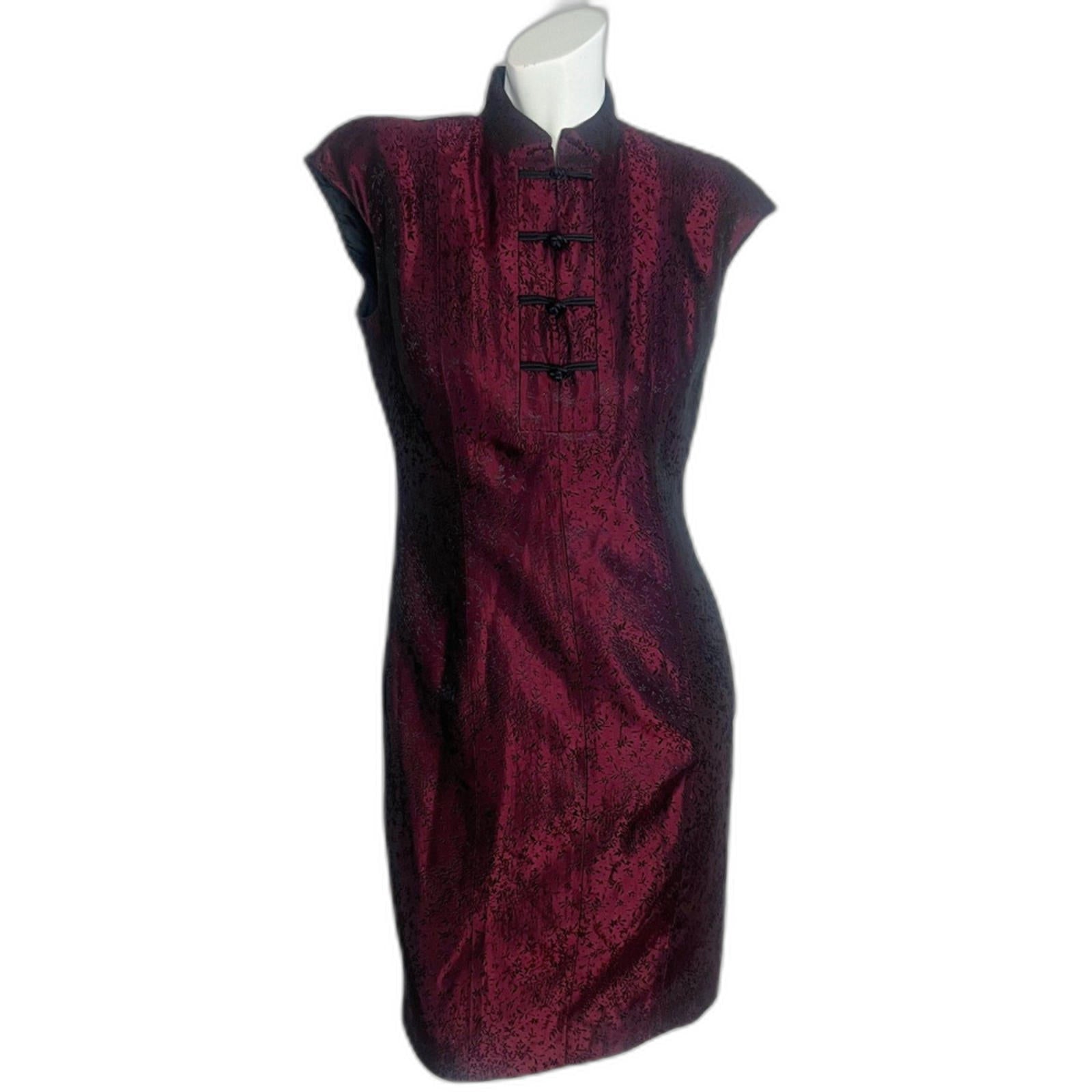 Jones New York Garnet Purple Floral Mini Dress Asian Chinese New Year Size 6