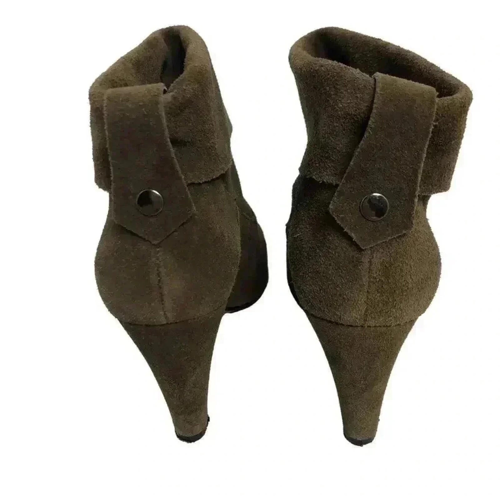 Schutz Brown Suede Heeled Foldover Heeled Booties Ankle Boots Women's Size 9
