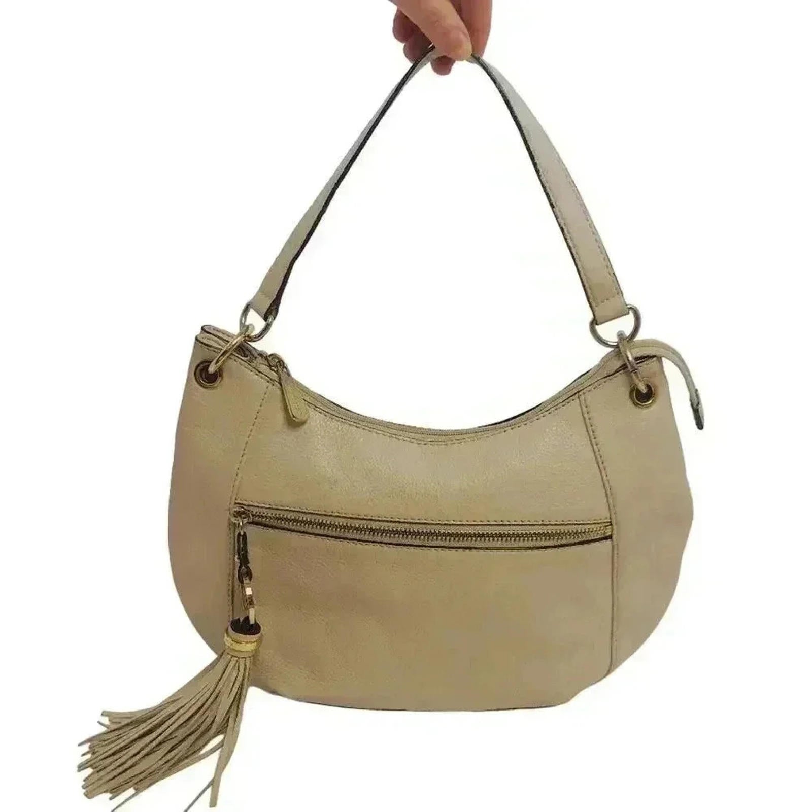 Michael Kors Crescent Shaped Cream Handbag
