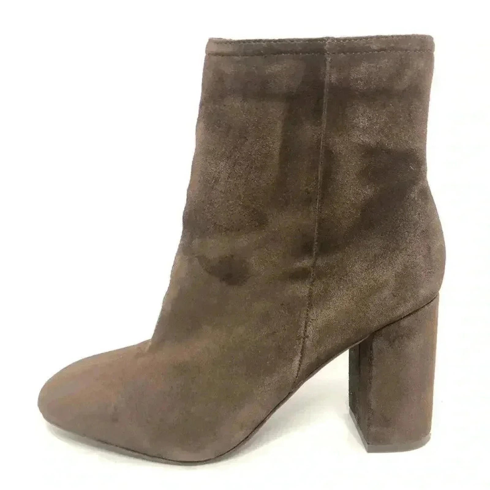UO Faux Suede Dark Brown Booties Chunky Heels Women's Size 9