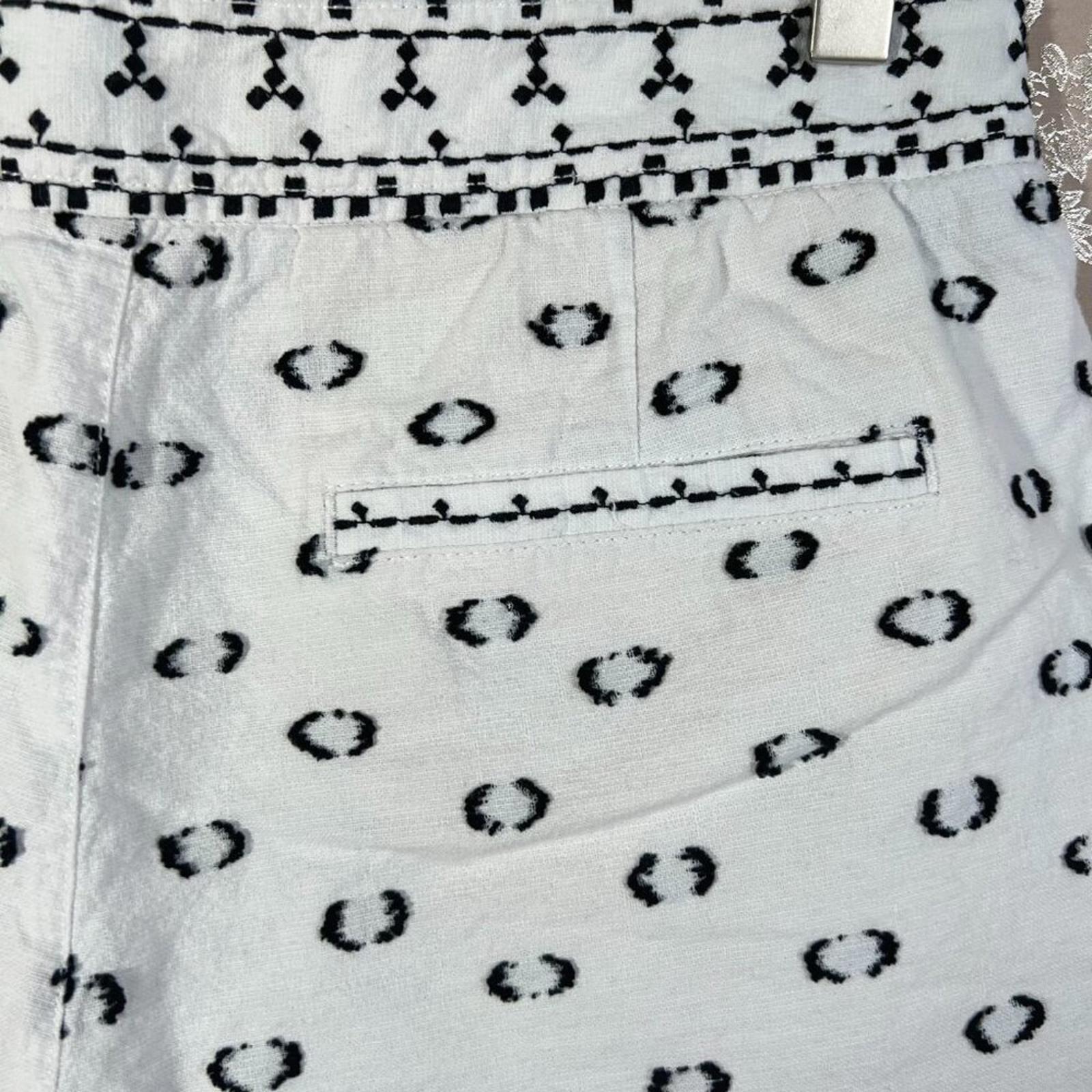 Anthropologie Hei Hei White Black Embroidered Dots Cotton Shorts Size 6