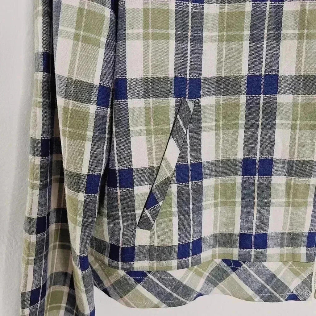 Vintage Tofy Green Blue Plaid Zip Up Jacket Women's Size 12