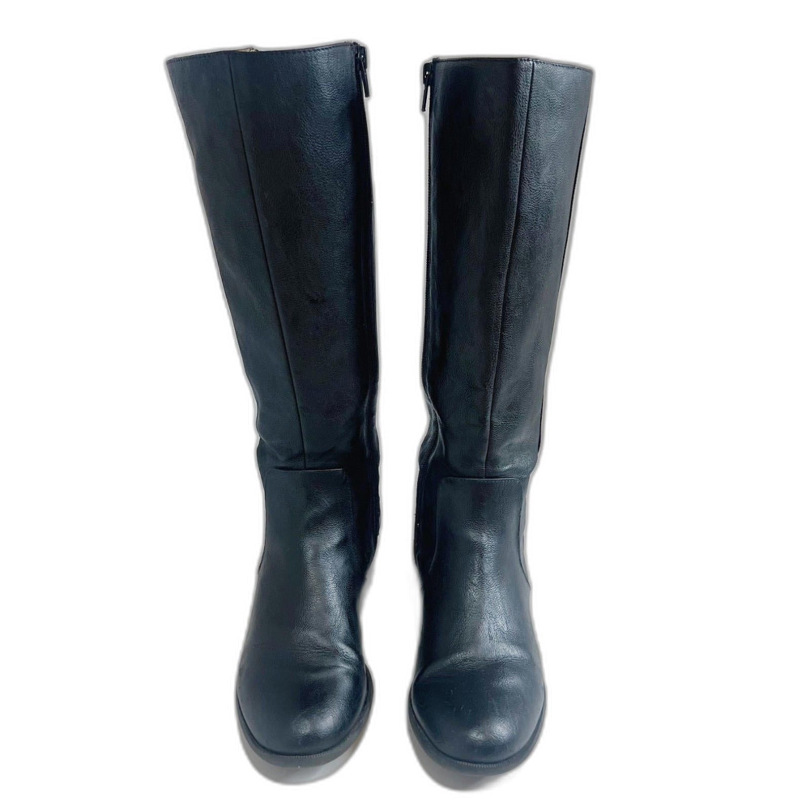 Life Stride X-Amy Black Faux Leather Wide Calf Riding Boots Knee High Size 6.5