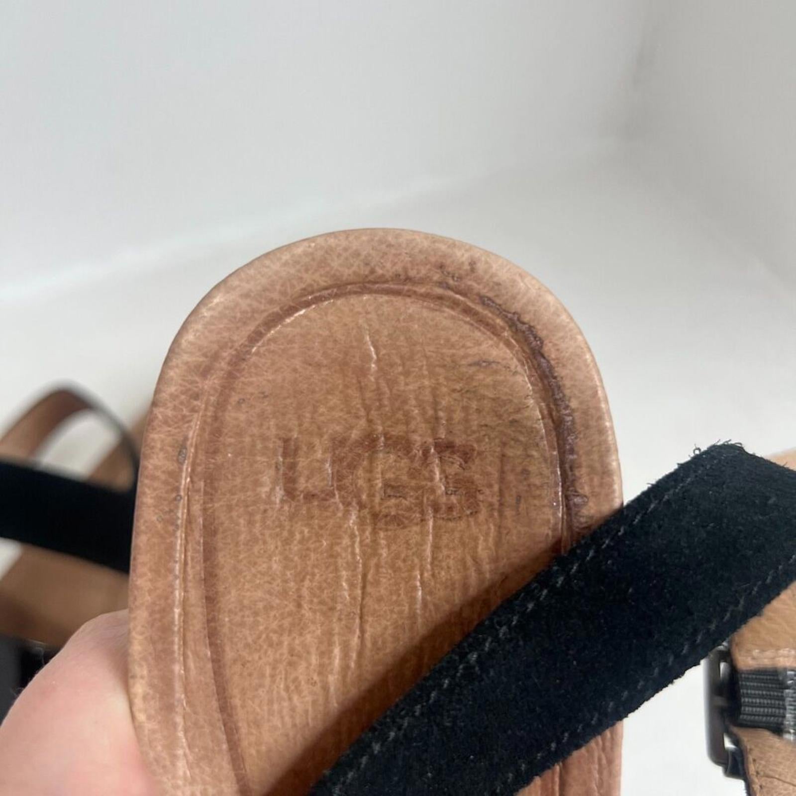 Ugg Braelynn Sandal Black Patent Leather Strappy Platform Sandal Size 9.5