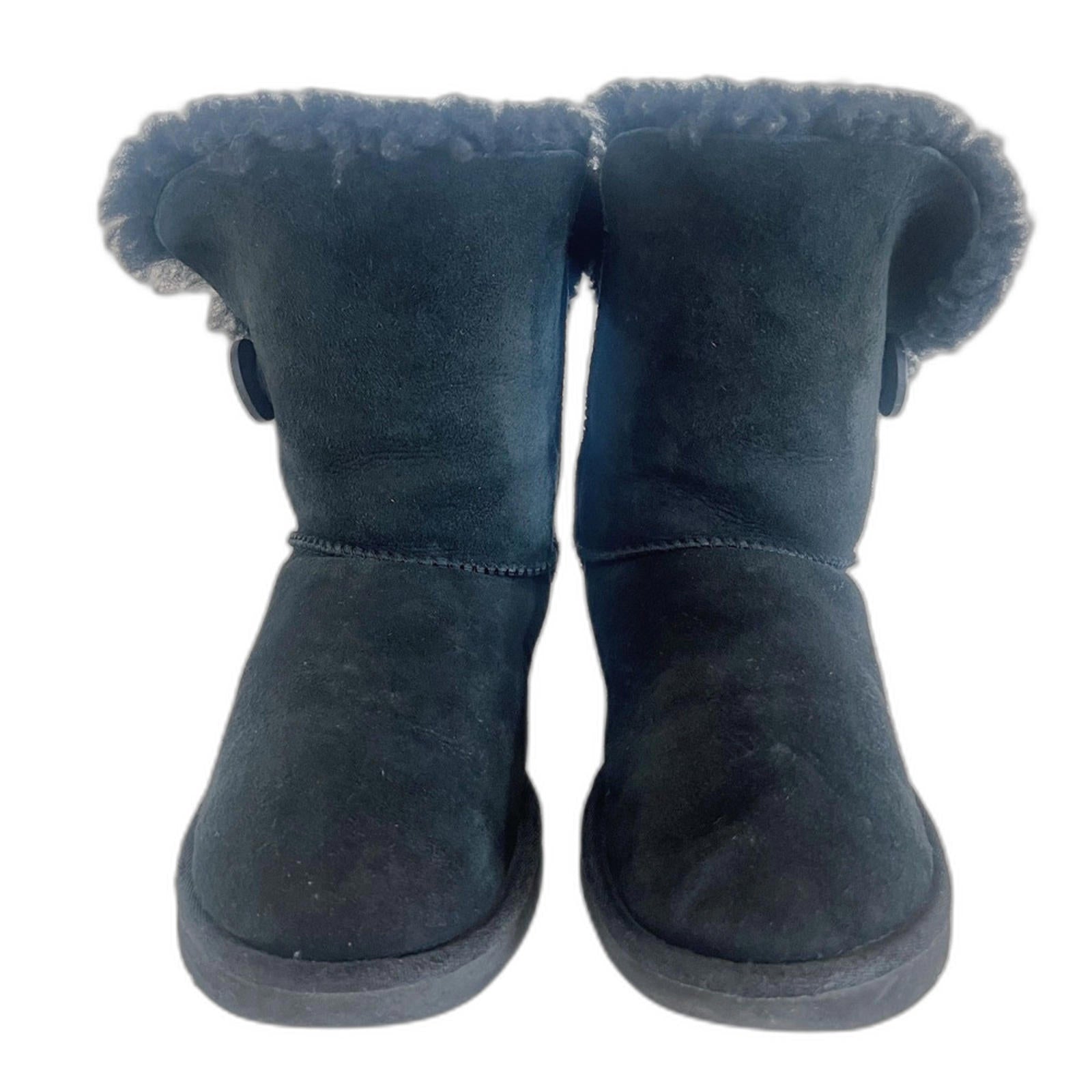 Ugg Bailey Button Short Boots Black Shearling Women's Size 9