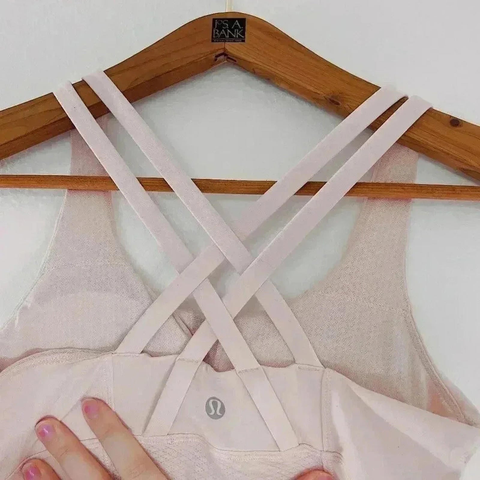 Lululemon Light Pink Grey Striped Workout Tank Yoga Workout Women's size 4