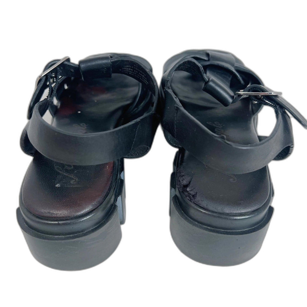 Free People Brooks Black Leather Fisherman Sandals Lug Sole Platform Size 8.5