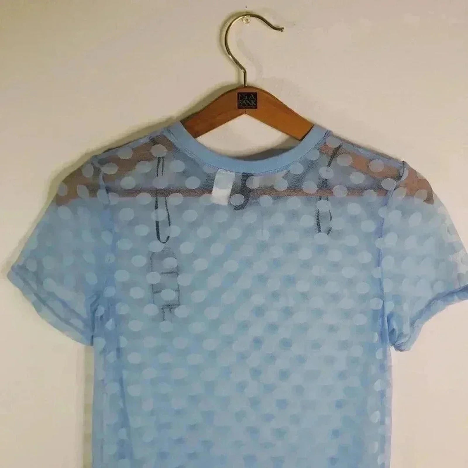 NWOT H&M Sheer Mesh Polka Dots T Shirt Dress Swim Coverup Beach Women's Size 4