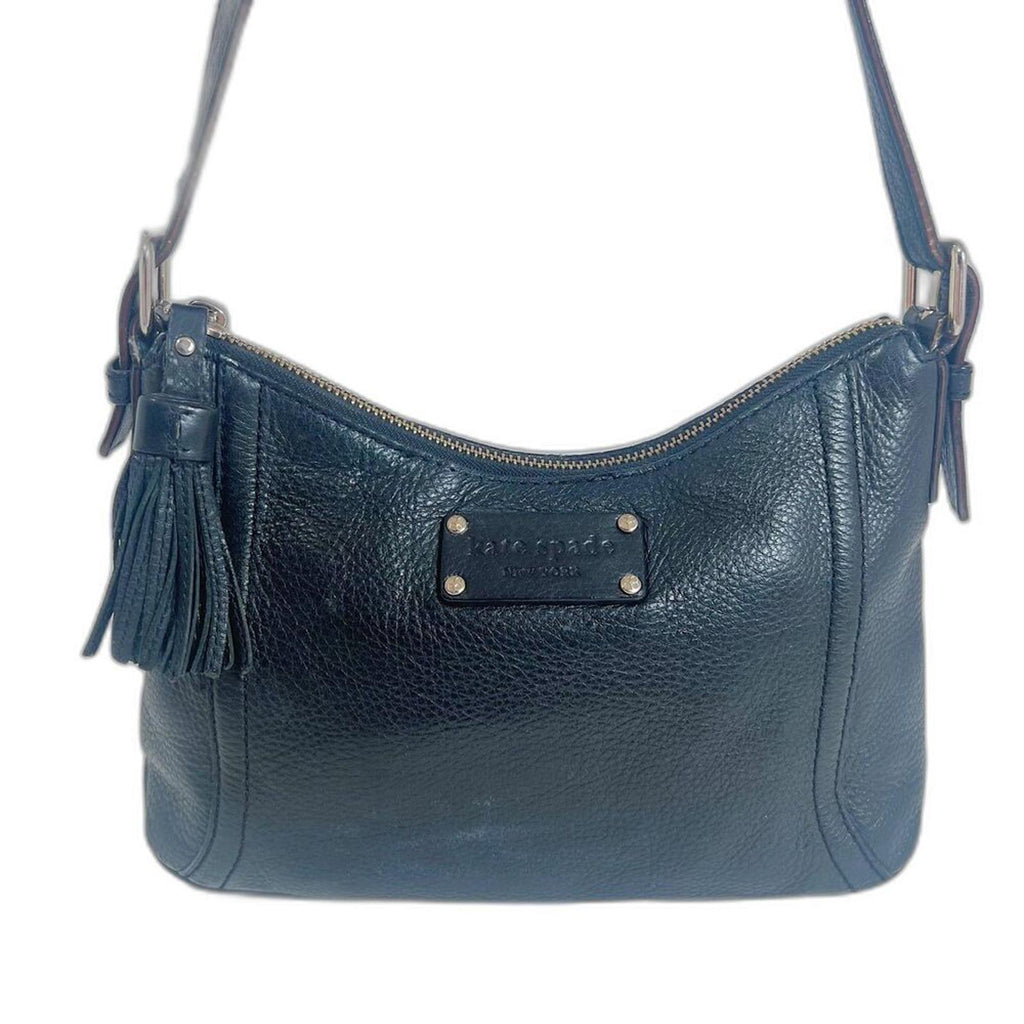 Kate Spade New York Black Pebbled Leather Crossbody Bag Tassel Purse