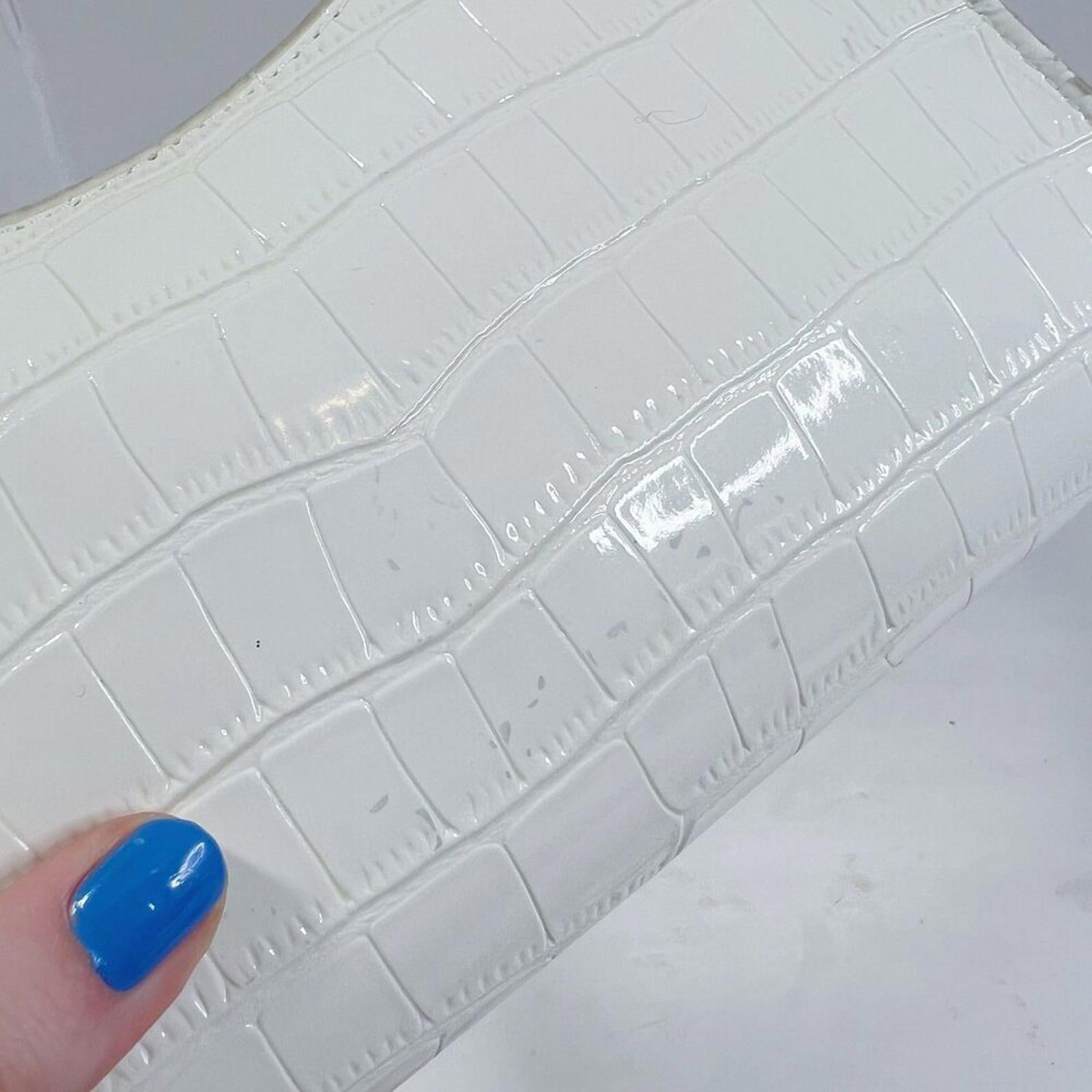 Shein White Faux Patent Leather Crocodile Embossed Shoulder Bag
