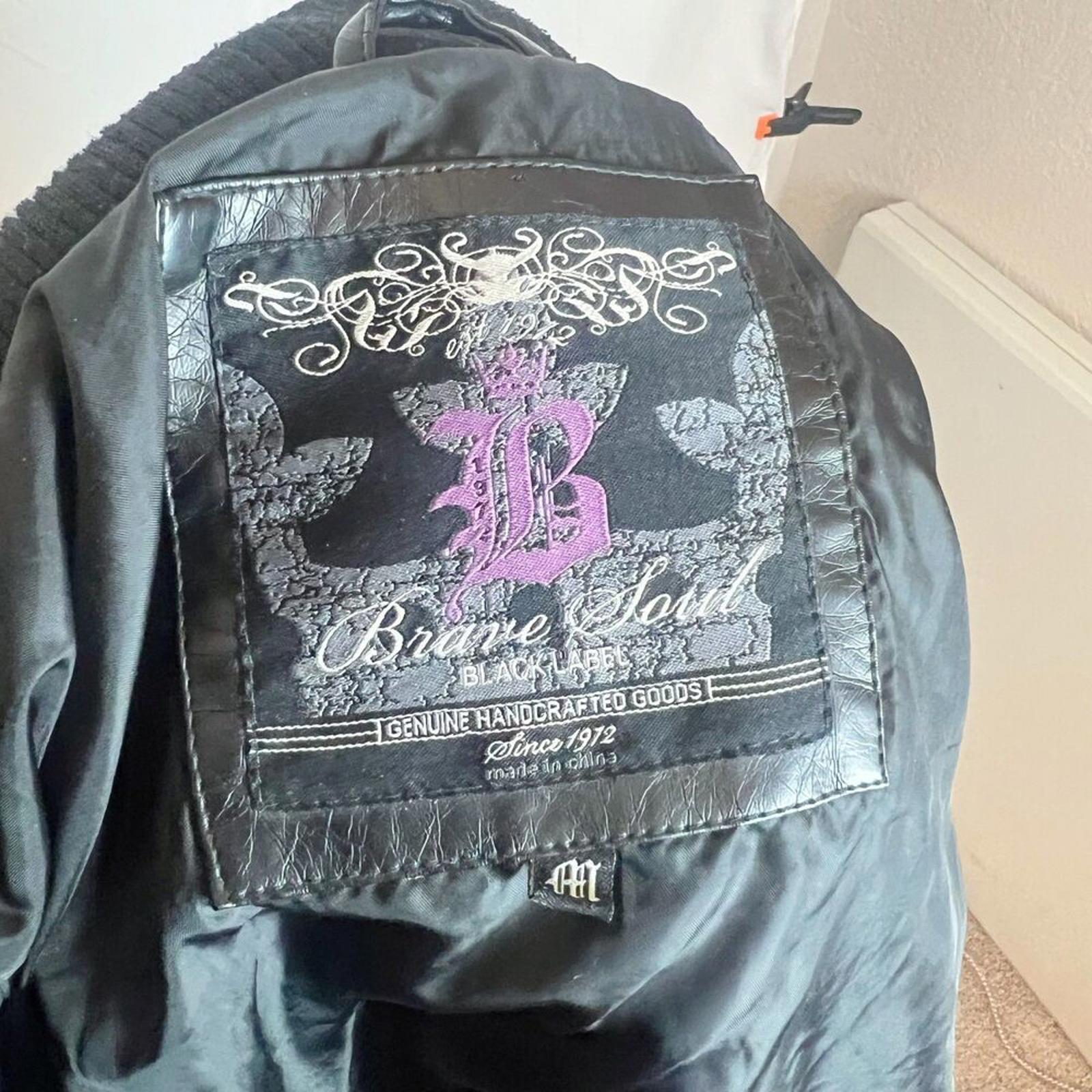 y2k Vintage Brave Sould Faux Leather Moto Jacket Women's Size M