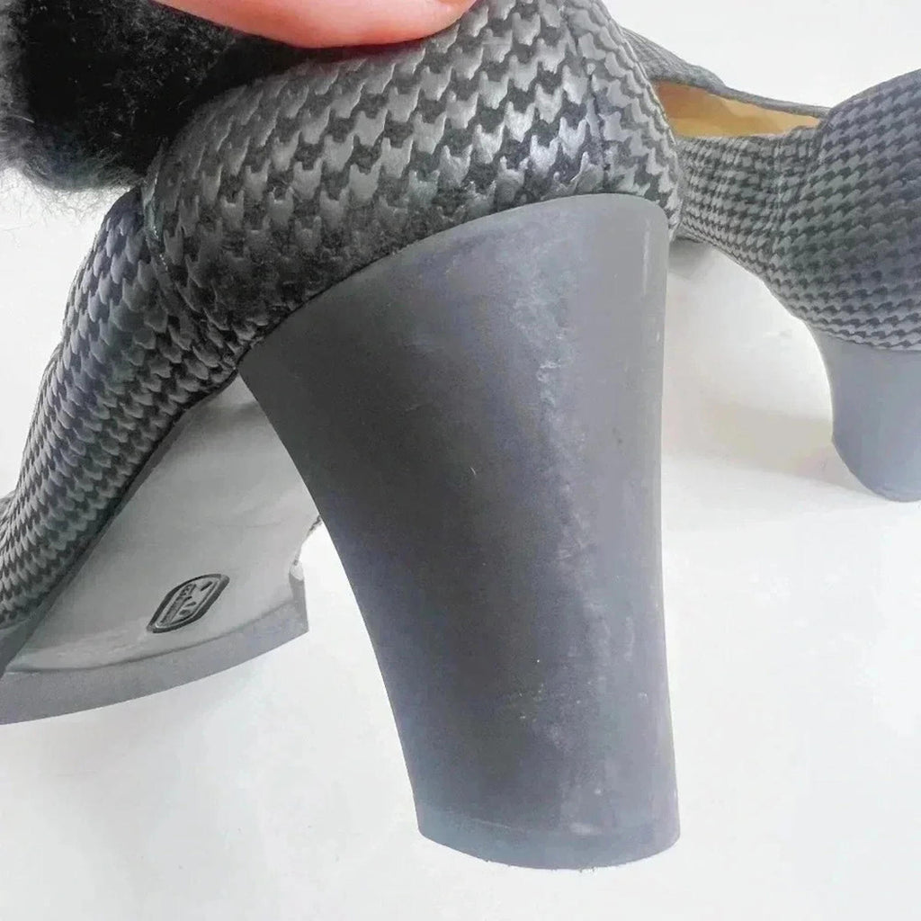 Brunate Ambe Black Houndstooth Heeled Ballet Shoes Size 40 1/2