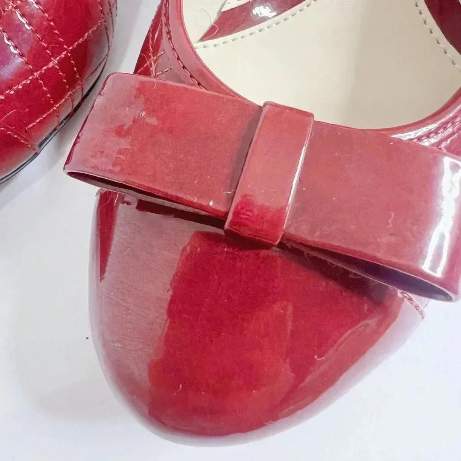 Naturalizer Brazen Red Quilted Patent Leather Heels Pumps Women's Size 5.5