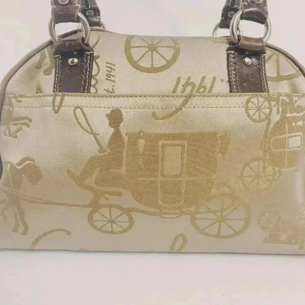 Coach Golden Embroidered Stagecoach Handbag Shoulder Bag