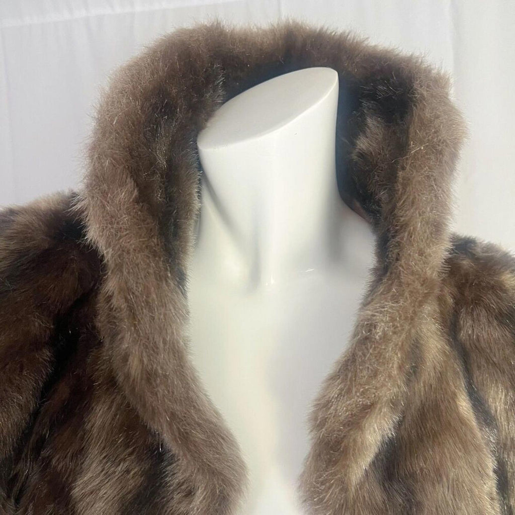 Vintage 1960s Regina Glenara by Glenoit Brown Faux Fur Cape Mob Wife Old Money