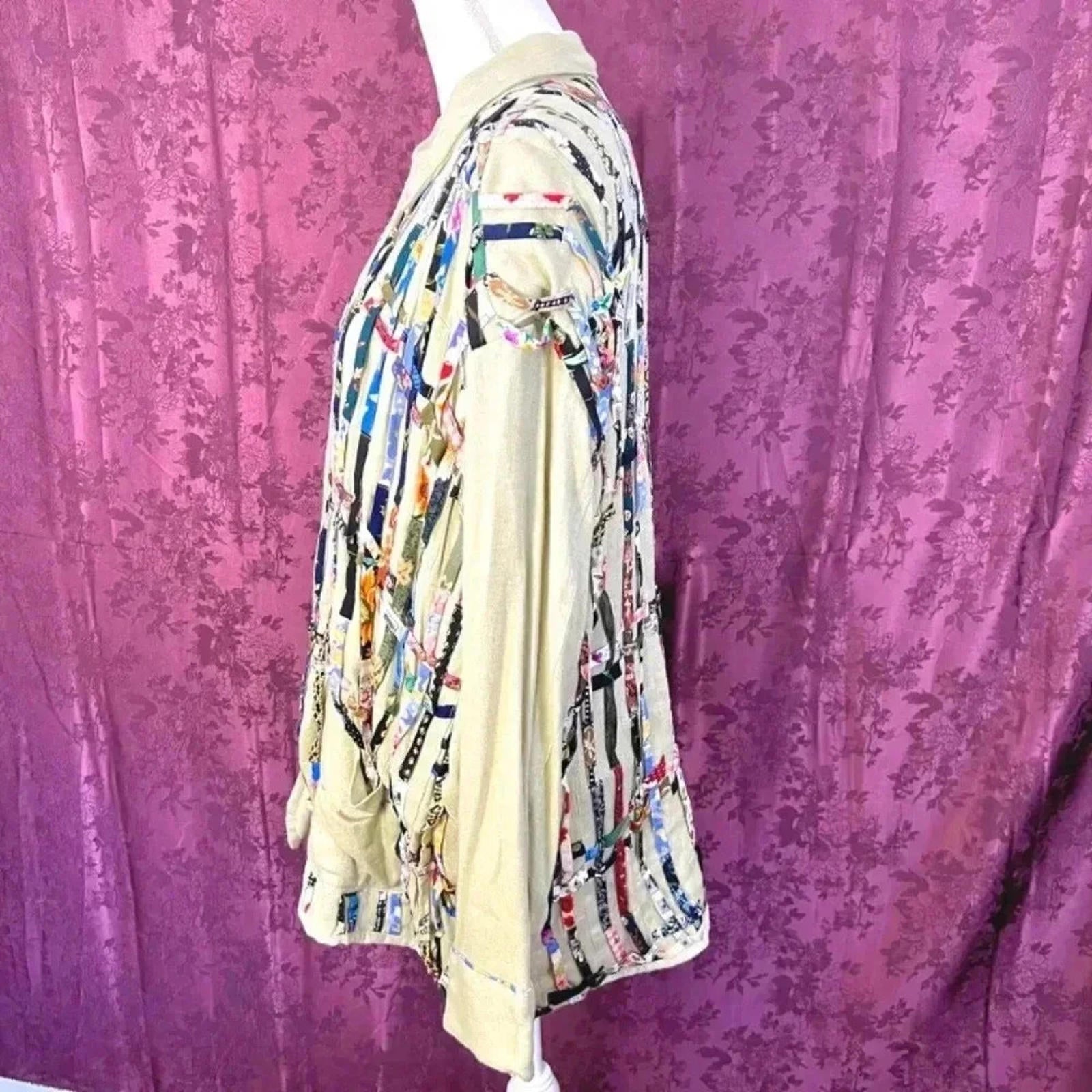 Vintage Soul Mates Woven Fabric Crafty Colorful Long Sleeve Shirt Size 1X