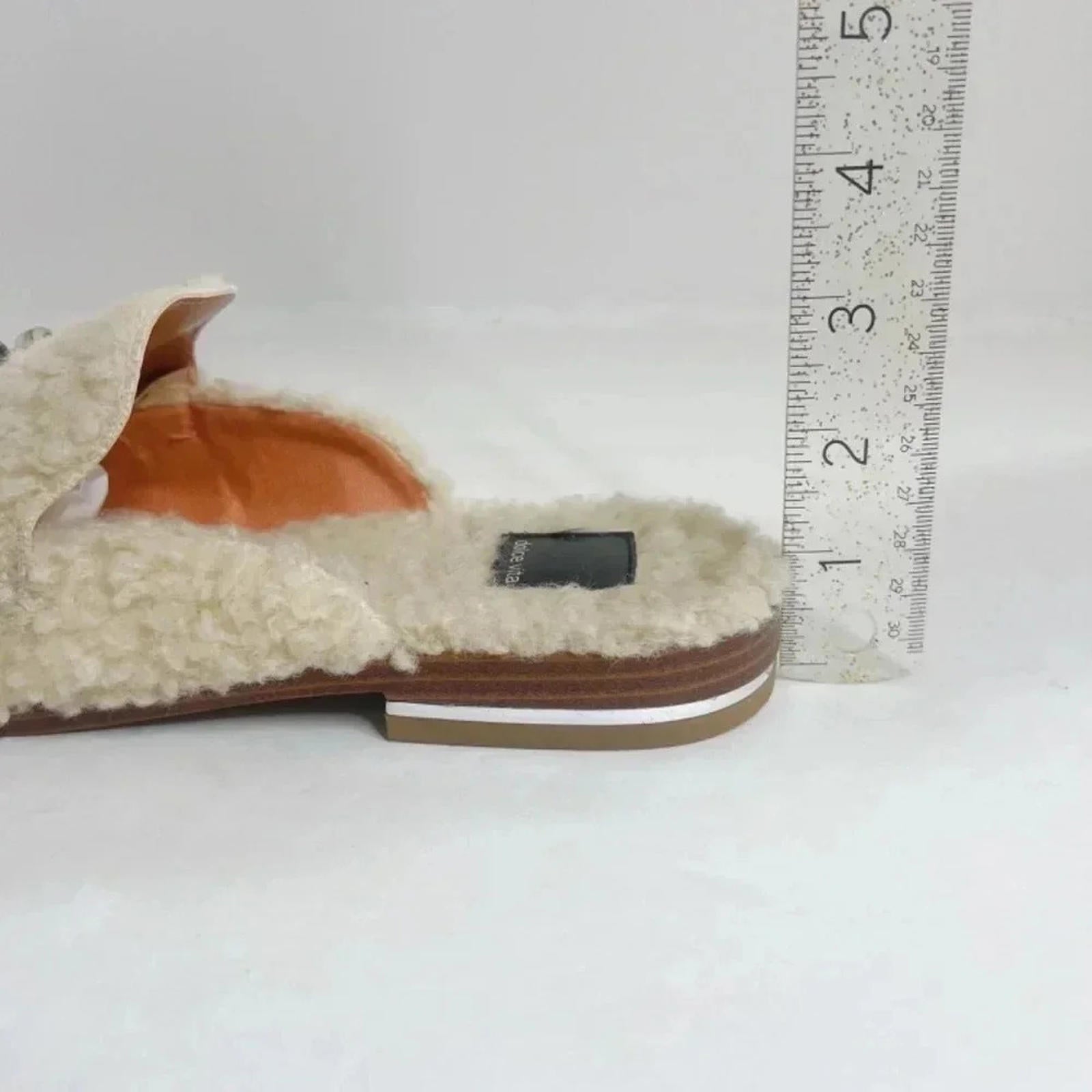 Dolce Vita Pela Cream Sherpa Mule Flat Silver Chain Women's Size 8