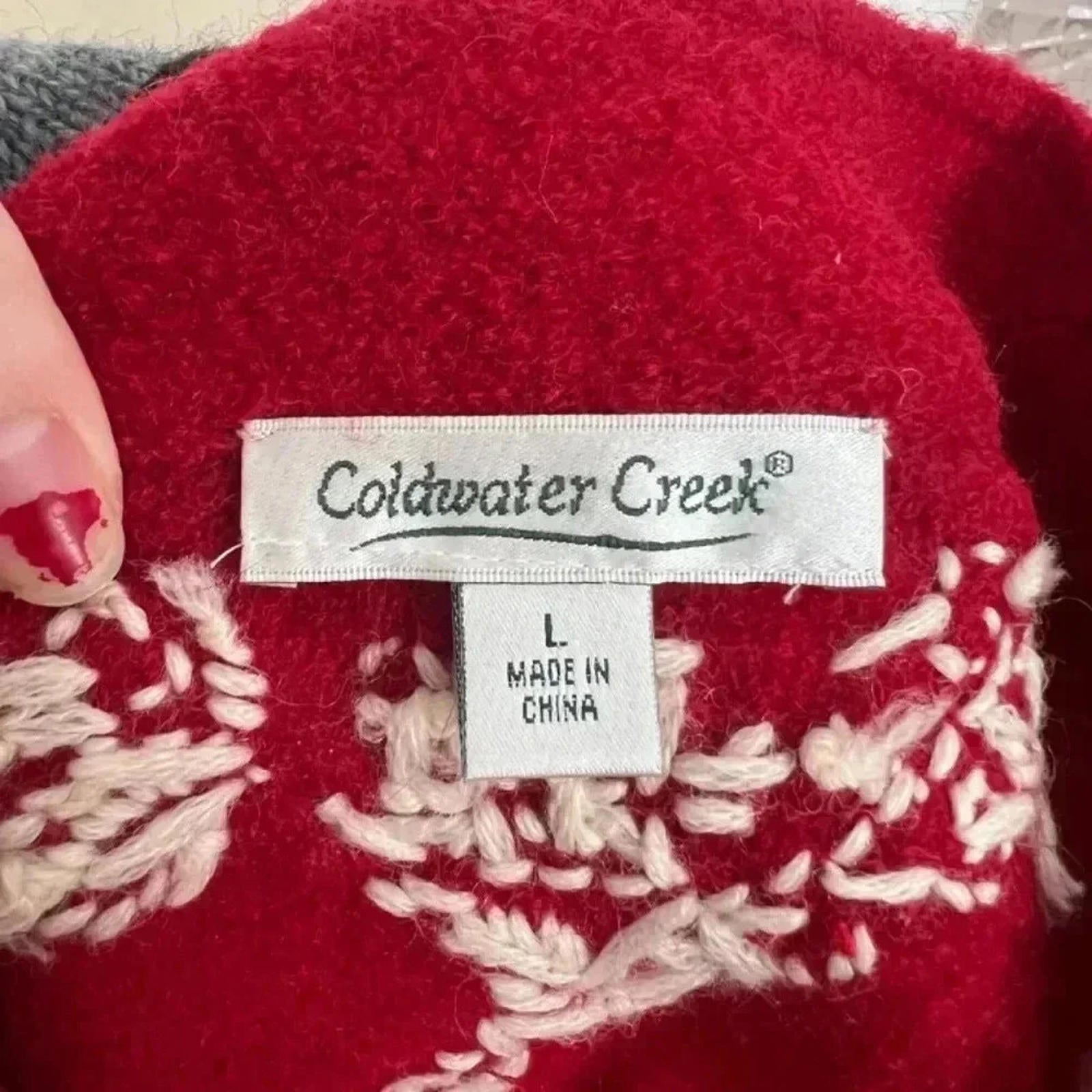 Coldwater Creek Red Boiled Wool Embroidered Jacket Size L