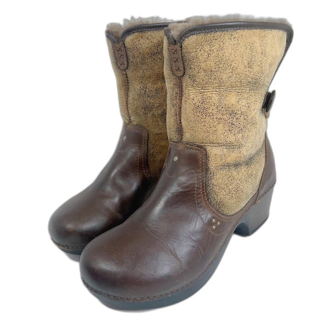 Dansko Stormy Women's Brown Leather Fur Lined Heeled Boots Booties Size 11.5 12