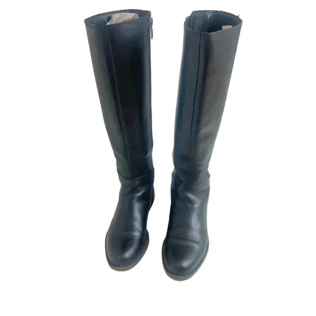 Franco Sarto Cranford 2 Black Leather Knee High Riding Boots Women's Size 5.5