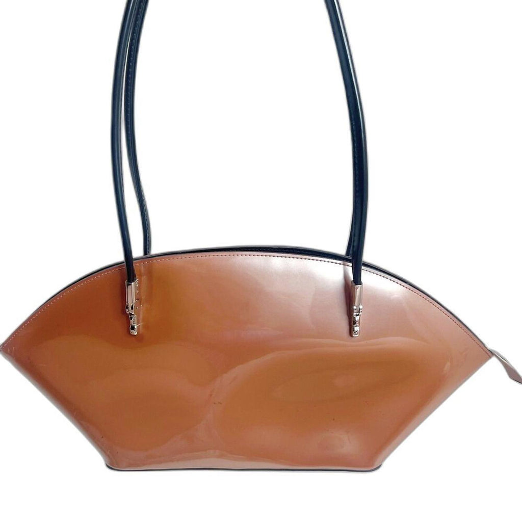RARE Beijo Over The Moon Pink Iridescent Patent Leather Metallic Shoulder Bag