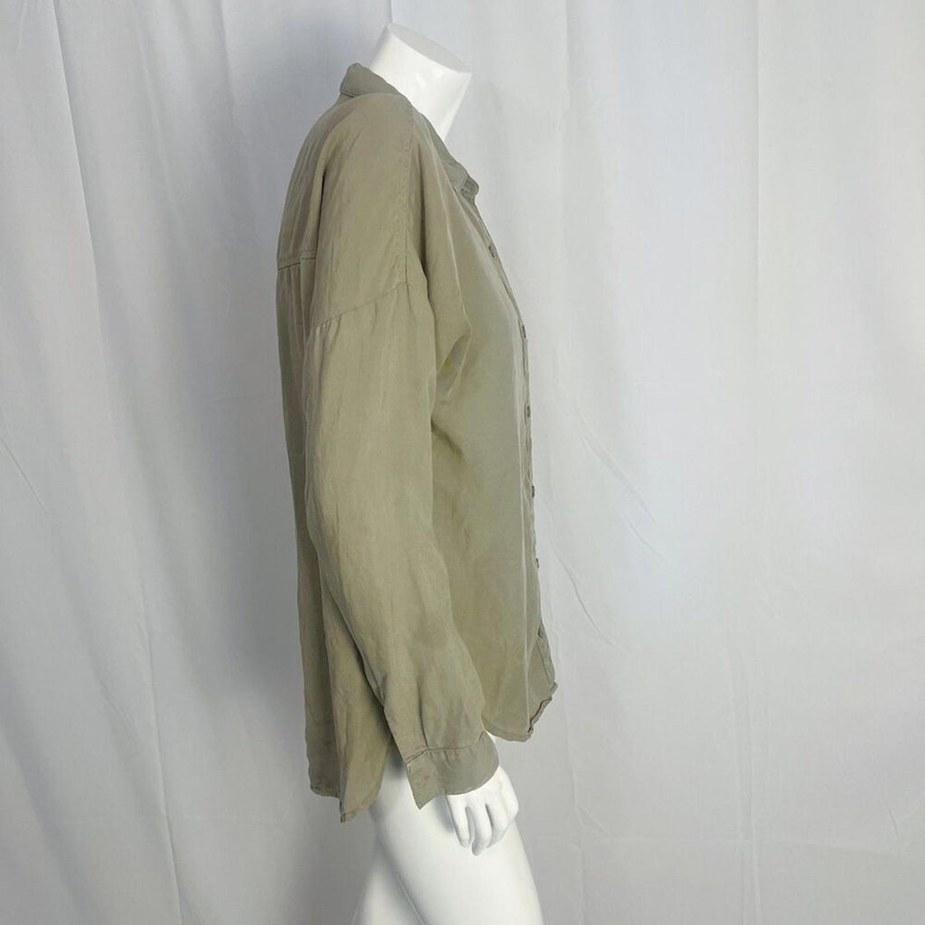 Bella Dahl Khaki Green Long Sleeve Button Up Shirt Women's Size S