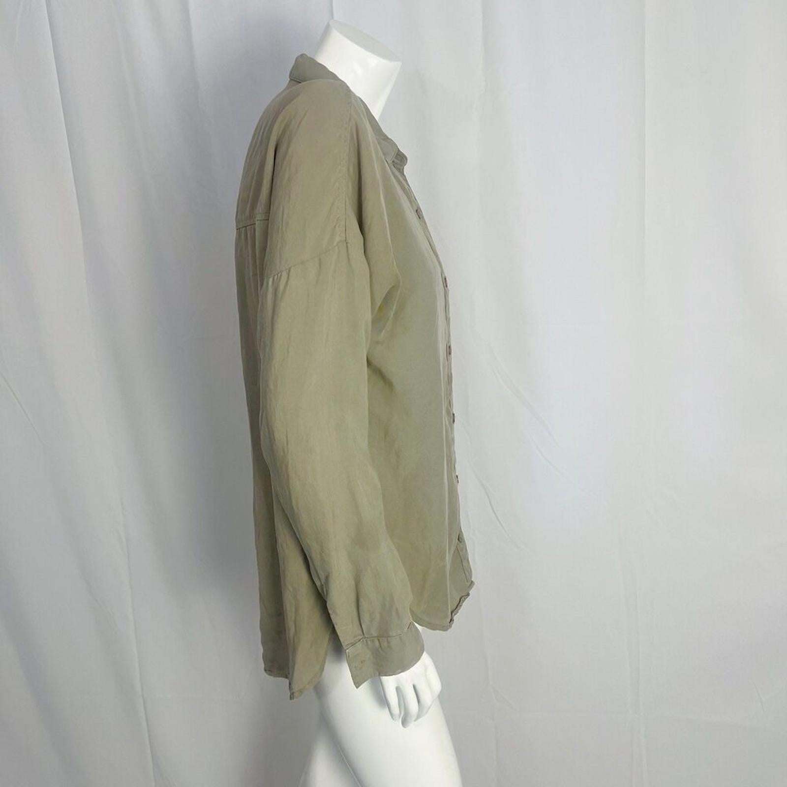 Bella Dahl Khaki Green Long Sleeve Button Up Shirt Women's Size S