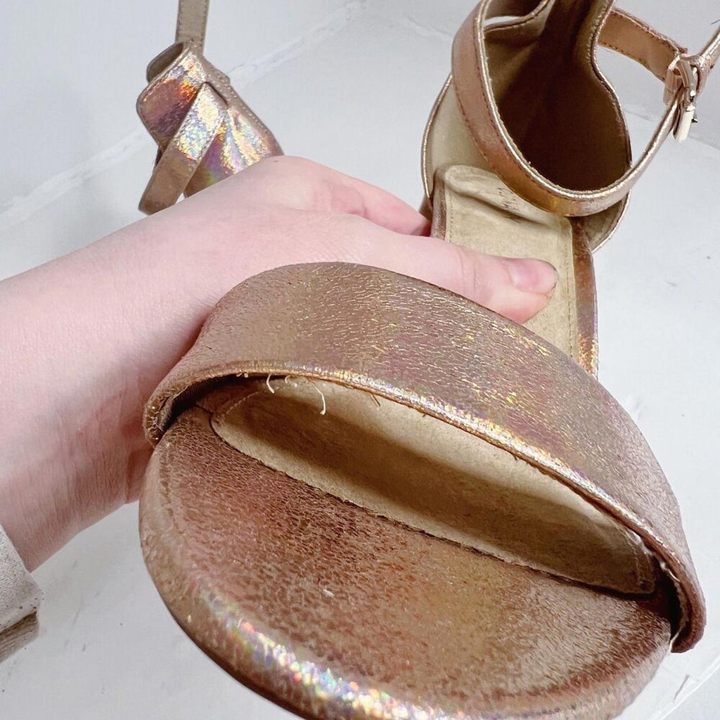 NWOT Old Navy Rose Gold Metallic Block Heel Sandals Pumps Size 9.5