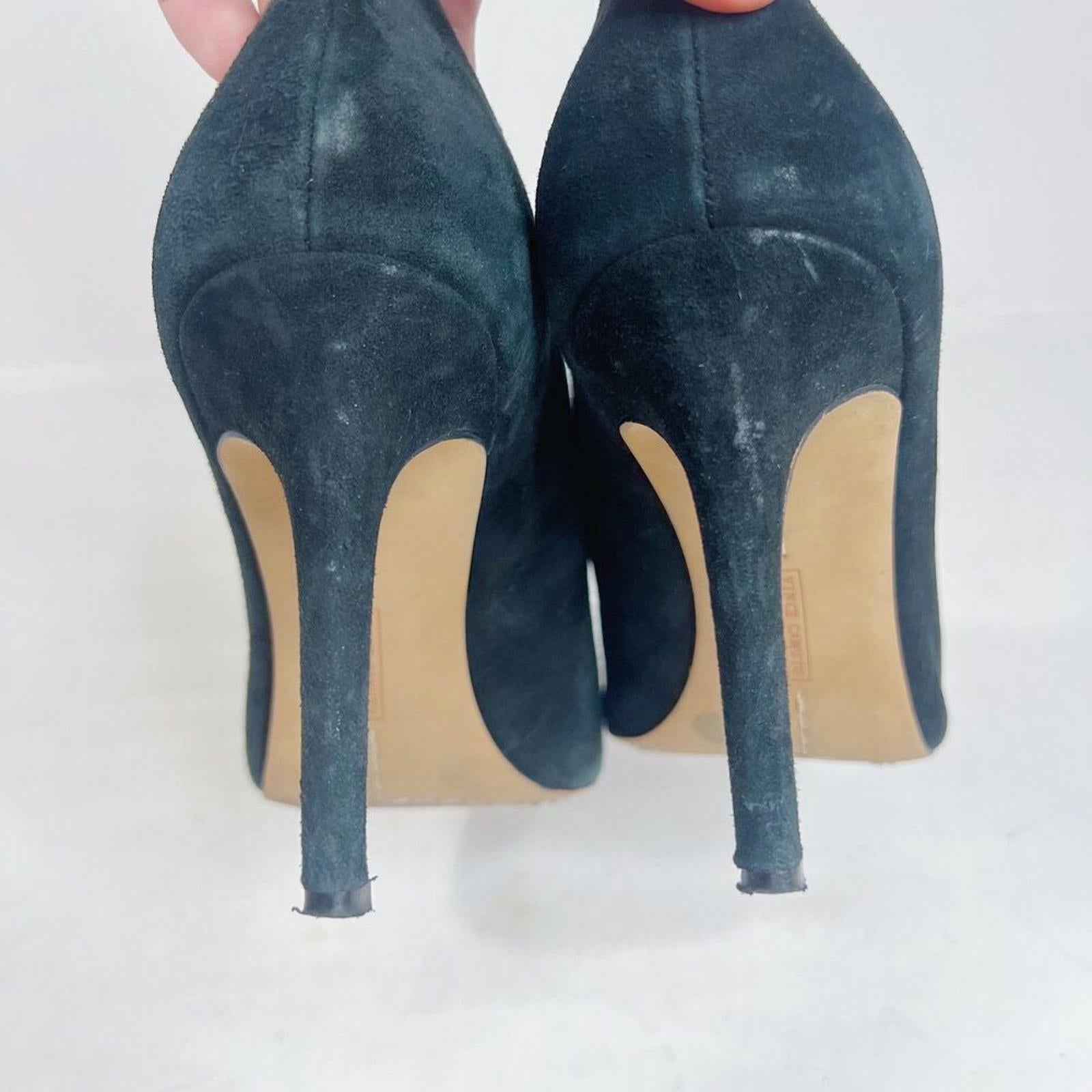 Vince Camuto Metseya Black Suede Bootie Heel Pump Split Vamp Women's Size 8