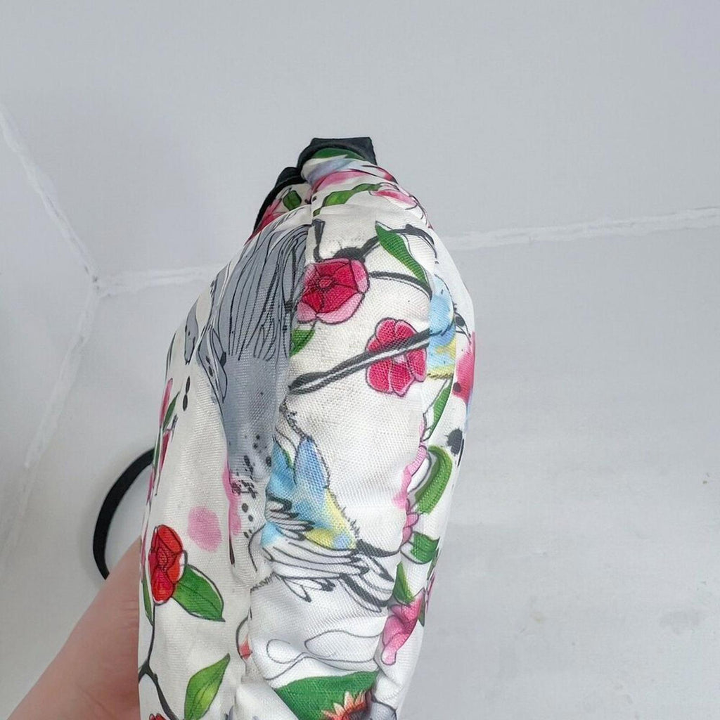 RARE LeSportSac Birds and Butterflies White Pink Nylon Crossbody Bag Swan