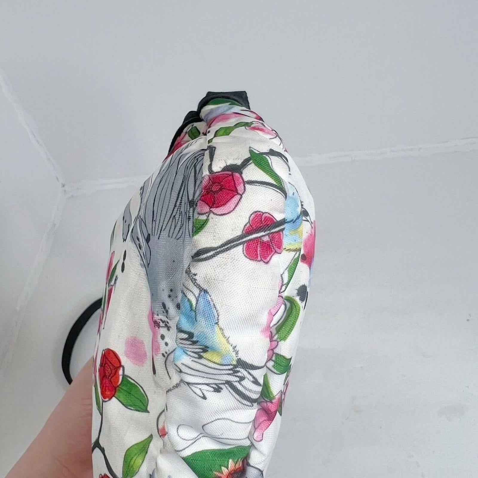 RARE LeSportSac Birds and Butterflies White Pink Nylon Crossbody Bag Swan