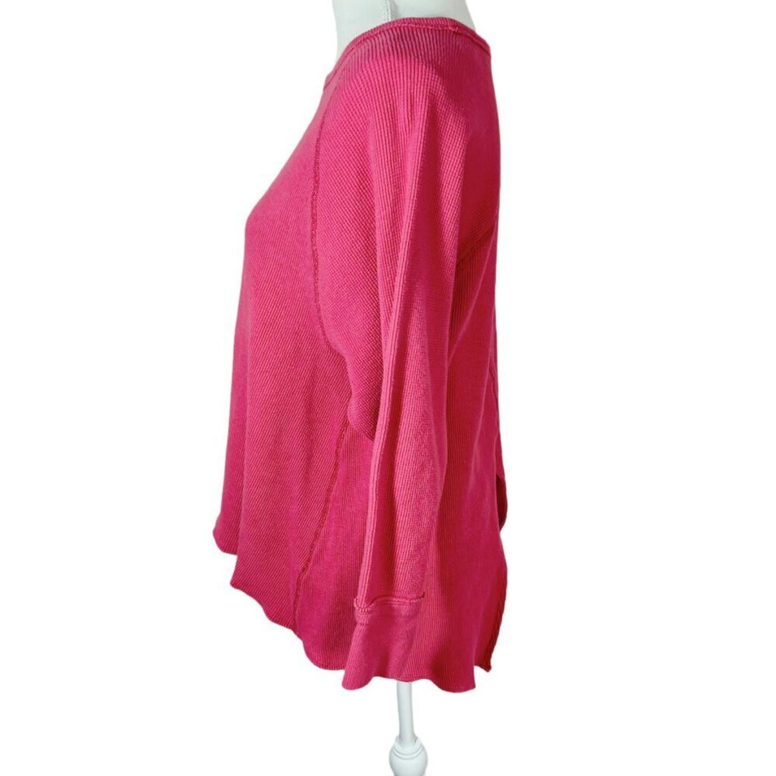 Free People We the Free Rose Amelia Thermal Top Waffle Long Sleeve Shirt Size S