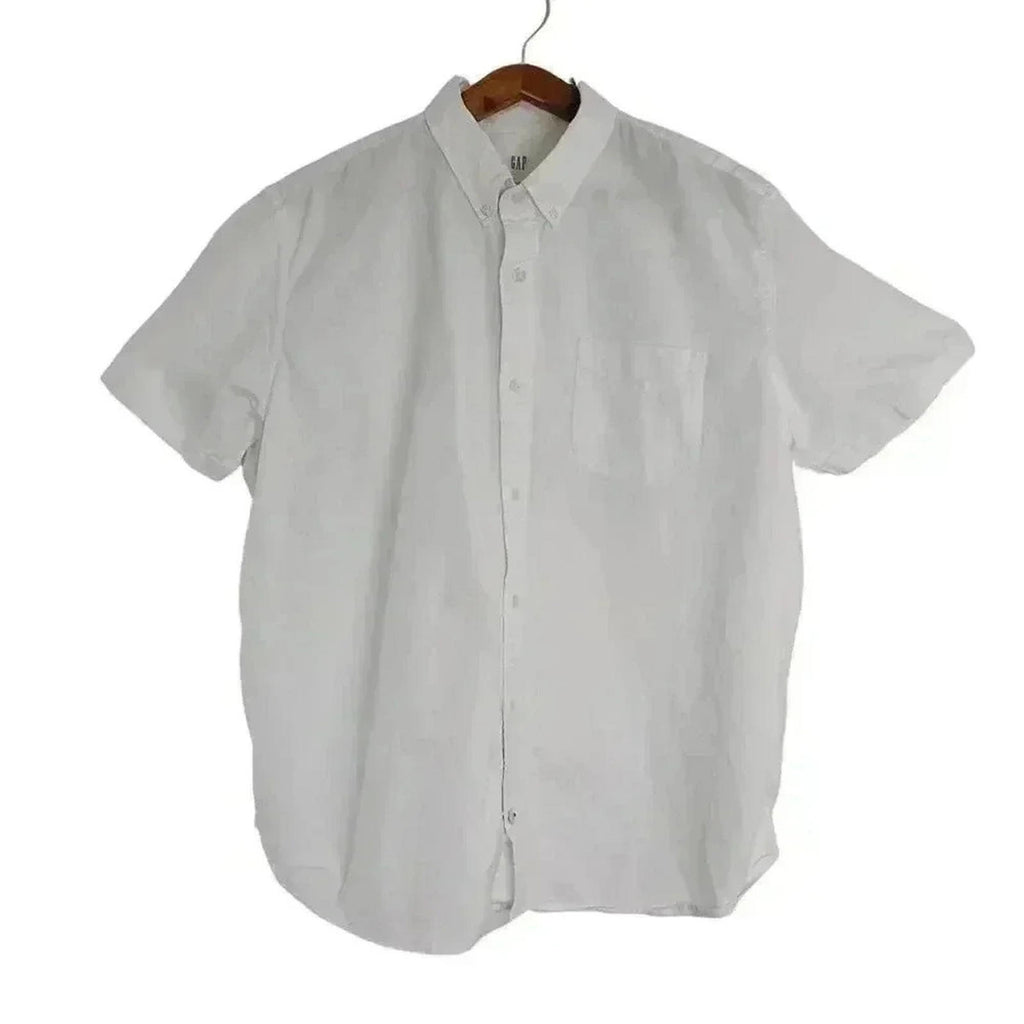 GAP Men's White Cotton Short Sleeved Button Up Size XL