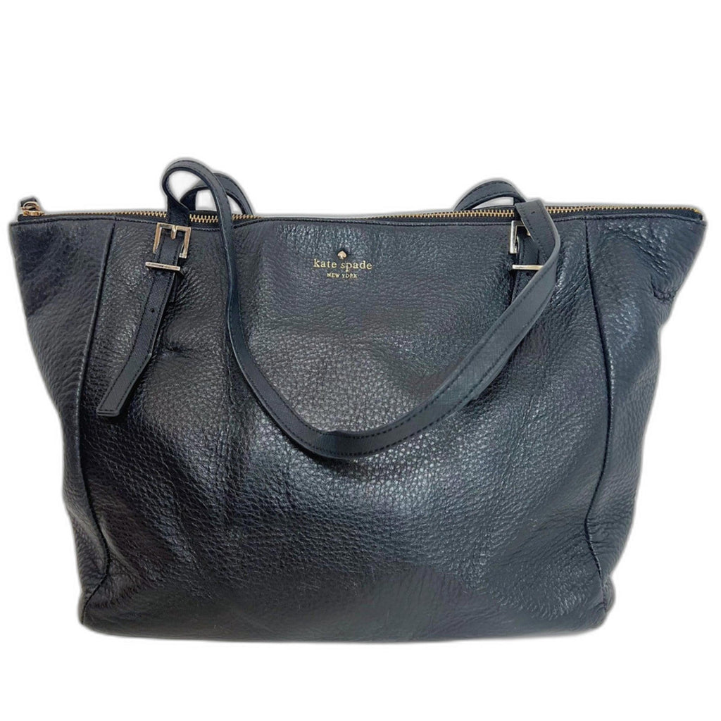Kate Spade Watson Lane Black Pebbled Leather Tote Bag Zippered Purse