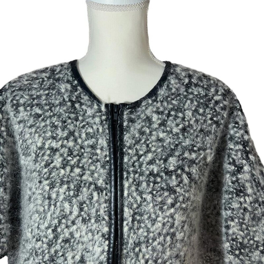 Anthropologie PBO Philosophy Blues Original Boucle Wool Leather Cardigan OS