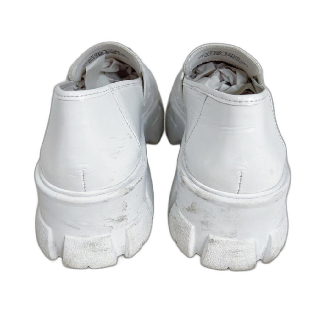 Steve Madden Trifecta Loafer White Patent Leather Lug Sole Horsebit Size 10