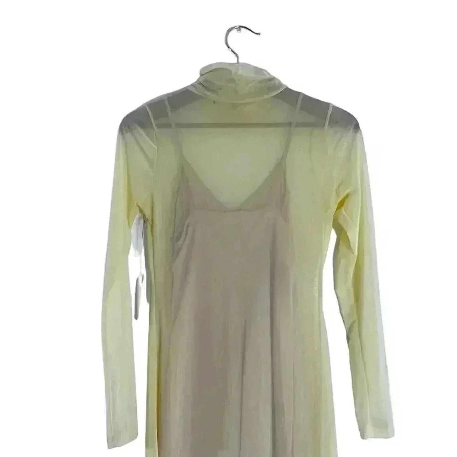 NWT Bailey Blue Yellow Mesh Turtleneck Long Sleeve Dress Women's Size M