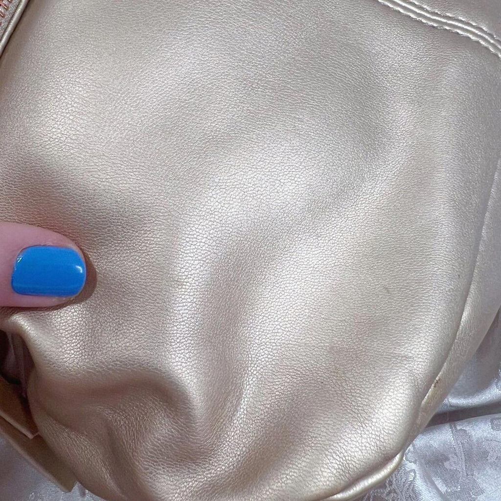 Sole Society Gold Faux Leather Foldover Backpack Bag