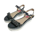 Betsey Johnson Faegan Wedge Sandal Black and White Women's Size 9.5